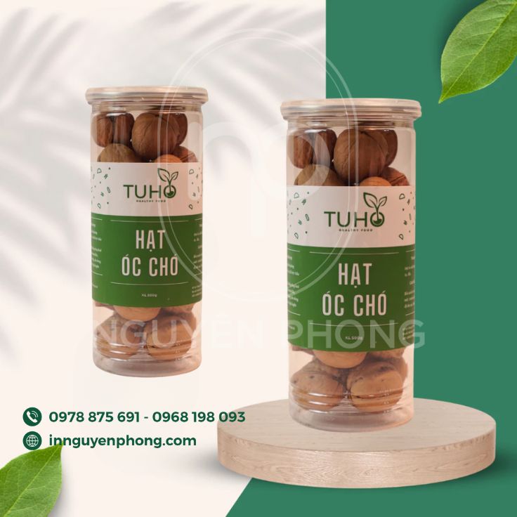 Mẫu tem dán hộp đựng hạt óc chó